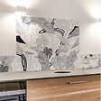 99DECO - Crédence cuisine en aluminium - floral noir - 300x20 cm (en 3 bandeaux) - vignette