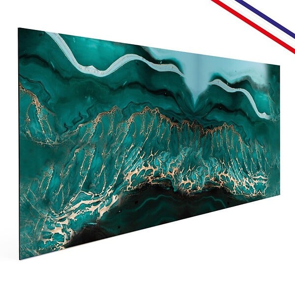 99DECO - Crédence cuisine en aluminium - effet marbre bleu - 240x50 cm (en 2 bandeaux) - large