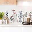 99DECO - Crédence cuisine en aluminium - floral bleu profond et vert - 240x50 cm (en 2 bandeaux) - vignette