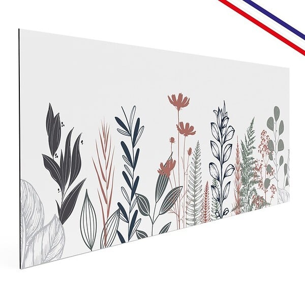 99DECO - Crédence cuisine en aluminium - floral bleu profond et vert - 240x50 cm (en 2 bandeaux) - large