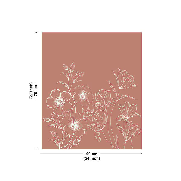 99DECO - Fond de hotte en aluminium - motif floral terracotta et blanc - 70x60 cm - large