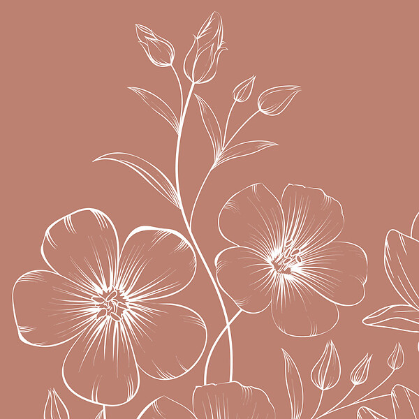 99DECO - Fond de hotte en aluminium - motif floral terracotta et blanc - 70x60 cm - large