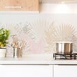 99DECO - Crédence cuisine en aluminium - floral beige et blanc - 360x50 cm (en 3 bandeaux) - vignette