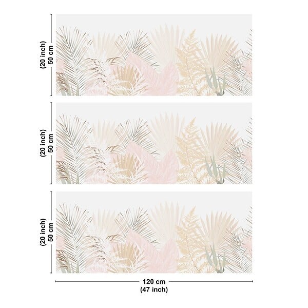 99DECO - Crédence cuisine en aluminium - floral beige et blanc - 360x50 cm (en 3 bandeaux) - large