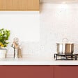99DECO - Crédence cuisine en aluminium - motif terrazzo blanc et terracotta - 200x20 cm (en 2 bandeaux) - vignette