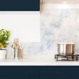 99DECO - Crédence cuisine en aluminium - effet marbre bleu - 200x20 cm (en 2 bandeaux) - vignette