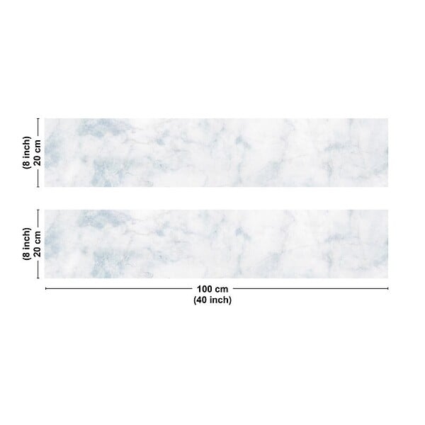 99DECO - Crédence cuisine en aluminium - effet marbre bleu - 200x20 cm (en 2 bandeaux) - large
