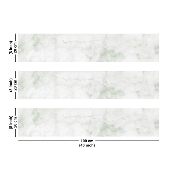 99DECO - Crédence cuisine en aluminium - effet marbre vert - 300x20 cm (en 3 bandeaux) - large