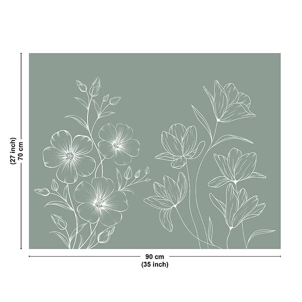 99DECO - Fond de hotte en aluminium - motif floral vert et blanc - 70x90 cm - large
