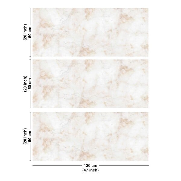 99DECO - Crédence cuisine en aluminium - effet marbre brun - 360x50 cm (en 3 bandeaux) - large