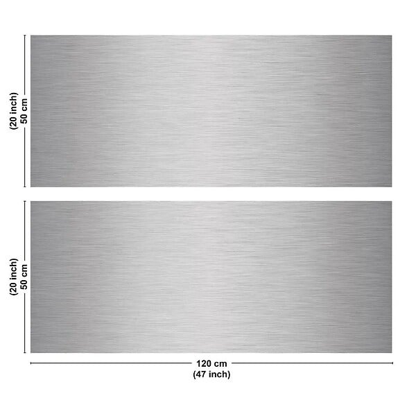 99DECO - Crédence cuisine en aluminium - effet industriel gris - 240x50 cm (en 2 bandeaux) - large