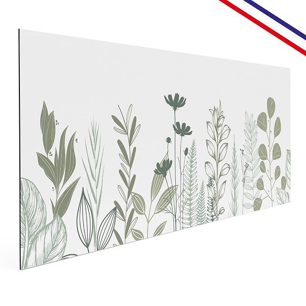 99DECO - Crédence cuisine en aluminium - floral vert sauge - 300x20 cm (en 3 bandeaux) - large