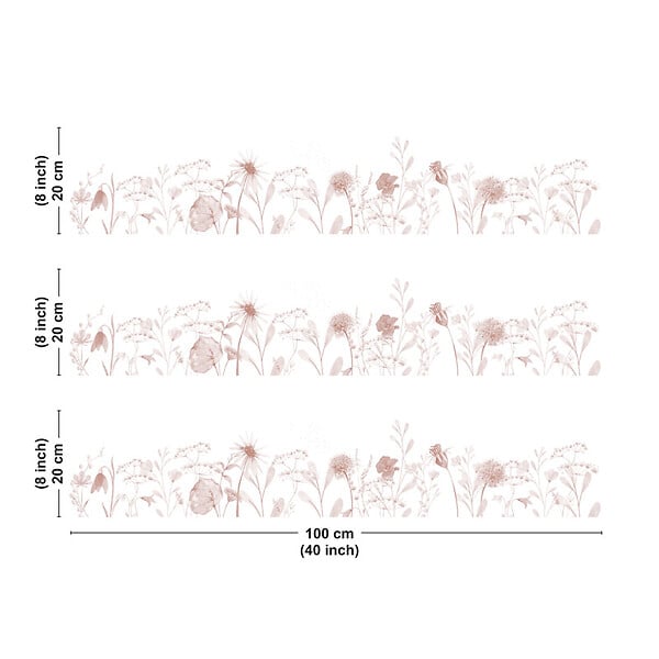 99DECO - Crédence cuisine en aluminium - motif floral ocre - 300x20 cm (en 3 bandeaux) - large