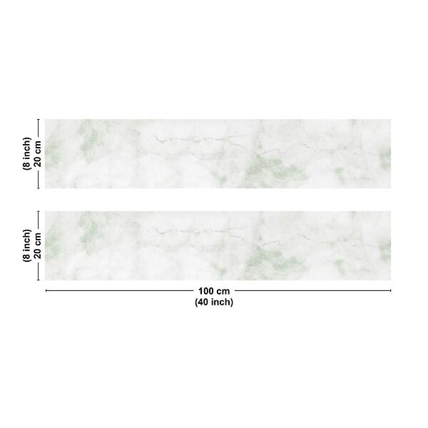 99DECO - Crédence cuisine en aluminium - effet marbre vert - 200x20 cm (en 2 bandeaux) - large
