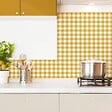 99DECO - Crédence cuisine en aluminium - motif vichy orange - 300x20 cm (en 3 bandeaux) - vignette