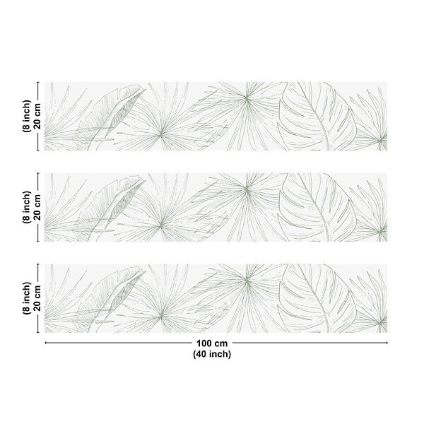 99DECO - Crédence cuisine en aluminium - floral vert - 300x20 cm (en 3 bandeaux) - large