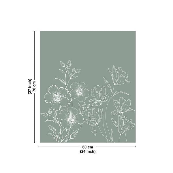 99DECO - Fond de hotte en aluminium - motif floral vert et blanc - 70x60 cm - large