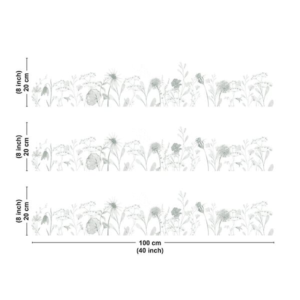 99DECO - Crédence cuisine en aluminium - motif floral vert - 300x20 cm (en 3 bandeaux) - large