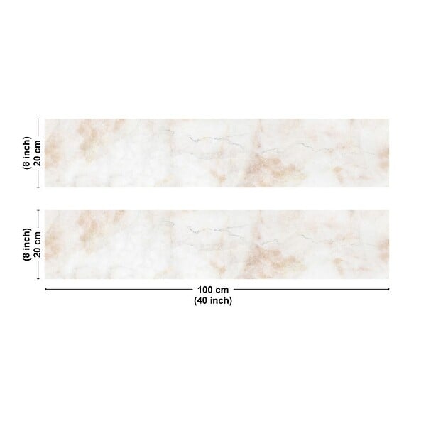 99DECO - Crédence cuisine en aluminium - effet marbre beige - 200x20 cm (en 2 bandeaux) - large