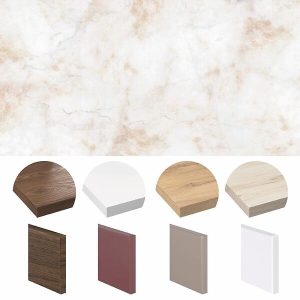 99DECO - Crédence cuisine en aluminium - effet marbre beige - 200x20 cm (en 2 bandeaux) - large