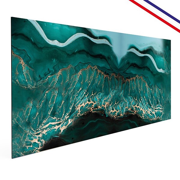 99DECO - Crédence cuisine en aluminium - effet marbre bleu - 360x50 cm (en 3 bandeaux) - large