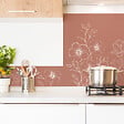 99DECO - Crédence cuisine en aluminium - motif floral terracotta et blanc - 200x20 cm (en 2 bandeaux) - vignette