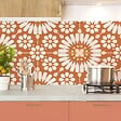 99DECO - Crédence cuisine en aluminium - effet carreaux de ciment orange - 360x50 cm (en 3 bandeaux) - vignette