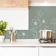 99DECO - Crédence cuisine en aluminium - motif floral vert et blanc - 200x20 cm (en 2 bandeaux) - vignette