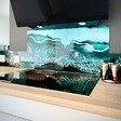 99DECO - Crédence cuisine en aluminium - effet marbre bleu - 300x20 cm (en 3 bandeaux) - vignette