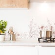 99DECO - Crédence cuisine en aluminium - motif floral ocre - 200x20 cm (en 2 bandeaux) - vignette