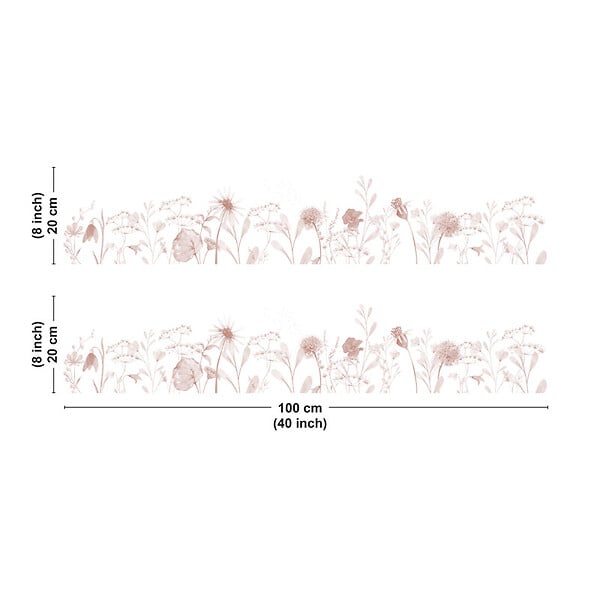 99DECO - Crédence cuisine en aluminium - motif floral ocre - 200x20 cm (en 2 bandeaux) - large
