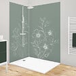 99DECO - Lot de 2 panneaux de douche en aluminium (90x220 & 120x220 cm) + profilés blanc - Charme - Blanc et Vert - vignette