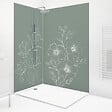 99DECO - Lot de 2 panneaux de douche en aluminium (90x220 & 120x220 cm) + profilés blanc - Charme - Blanc et Vert - vignette