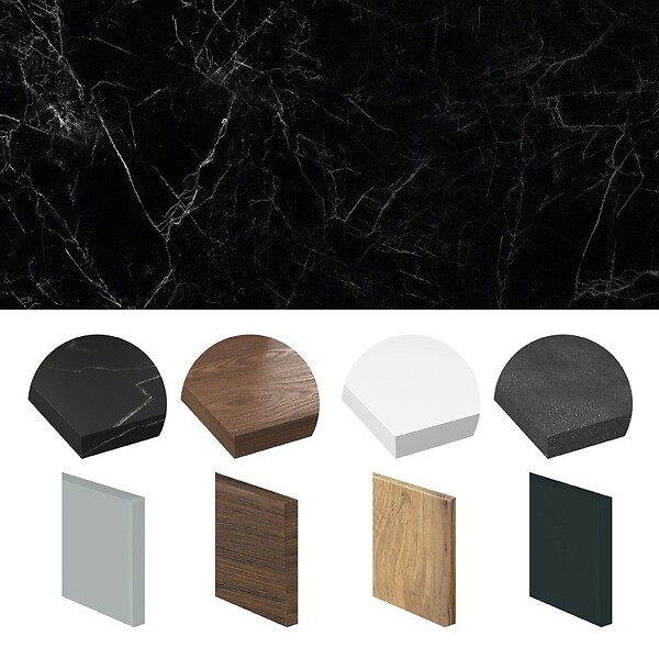 99DECO - Crédence cuisine en aluminium - effet marbre noir - 360x50 cm (en 3 bandeaux) - large