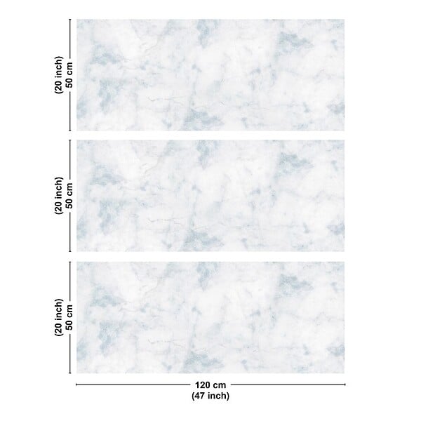 99DECO - Crédence cuisine en aluminium - effet marbre bleu - 360x50 cm (en 3 bandeaux) - large