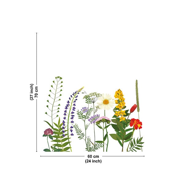 99DECO - Fond de hotte en aluminium - motif floral vert, violet, jaune et rouge - 70x60 cm - large