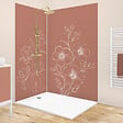99DECO - Lot de 2 panneaux de douche en PVC (90x220 & 120x220 cm) + profilés blanc - Charme - Blanc et Terracotta - vignette