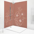 99DECO - Lot de 2 panneaux de douche en PVC (90x220 & 120x220 cm) + profilés blanc - Charme - Blanc et Terracotta - vignette