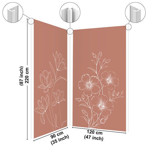 99DECO - Lot de 2 panneaux de douche en PVC (90x220 & 120x220 cm) + profilés blanc - Charme - Blanc et Terracotta - large