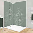 99DECO - Lot de 2 panneaux de douche en PVC (90x220 & 120x220 cm) + profilés blanc - Charme - Blanc et Vert - vignette