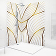 99DECO - Lot de 2 panneaux de douche en PVC (90x220 & 120x220 cm) + profilés blanc - Sotma - Blanc et doré - vignette