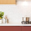 99DECO - Crédence cuisine en aluminium - motif terrazzo blanc et terracotta - 240x50 cm (en 2 bandeaux) - vignette