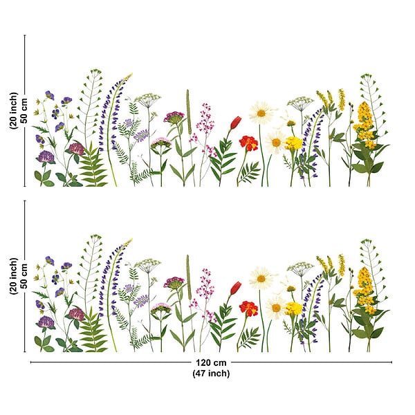 99DECO - Crédence cuisine en aluminium - motif floral vert, violet, jaune et rouge - 240x50 cm (en 2 bandeaux) - large