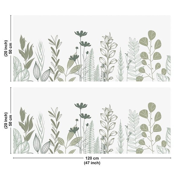 99DECO - Crédence cuisine en aluminium - floral vert sauge - 240x50 cm (en 2 bandeaux) - large