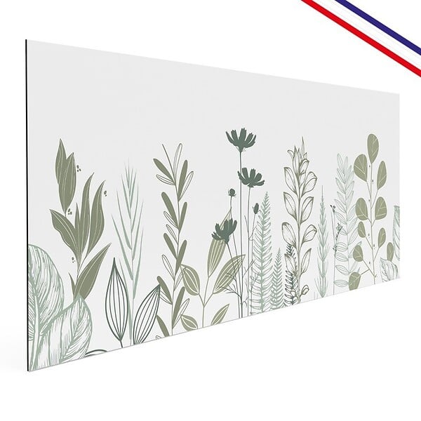 99DECO - Crédence cuisine en aluminium - floral vert sauge - 240x50 cm (en 2 bandeaux) - large