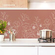 99DECO - Crédence cuisine en aluminium - motif floral terracotta et blanc - 240x50 cm (en 2 bandeaux) - vignette