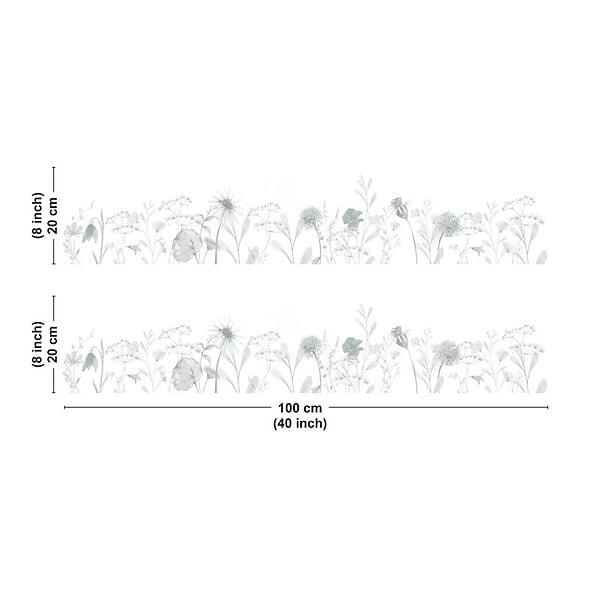 99DECO - Crédence cuisine en aluminium - motif floral vert - 200x20 cm (en 2 bandeaux) - large