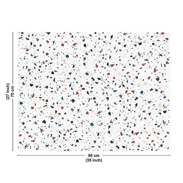 99DECO - Fond de hotte en aluminium - motif terrazzo blanc - 70x90 cm - large