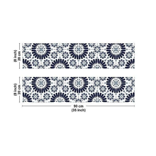 99DECO - Crédence cuisine en aluminium - effet carreaux de ciment bleu - 180x20 cm (en 2 bandeaux) - large