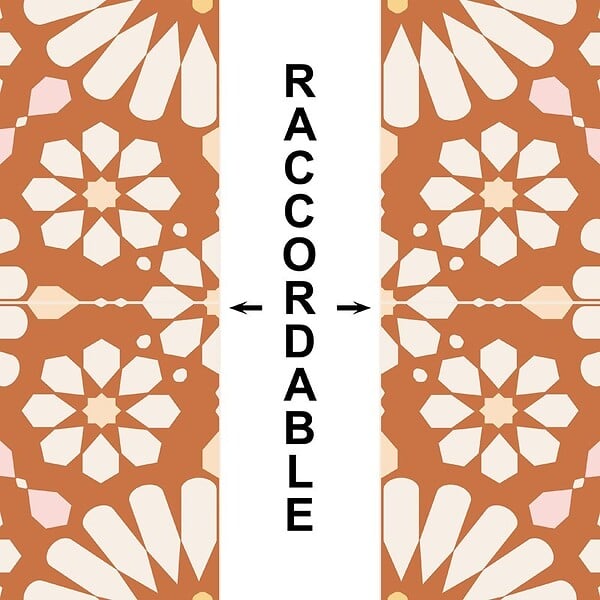 99DECO - Crédence cuisine en aluminium - effet carreaux de ciment orange - 240x50 cm (en 2 bandeaux) - large